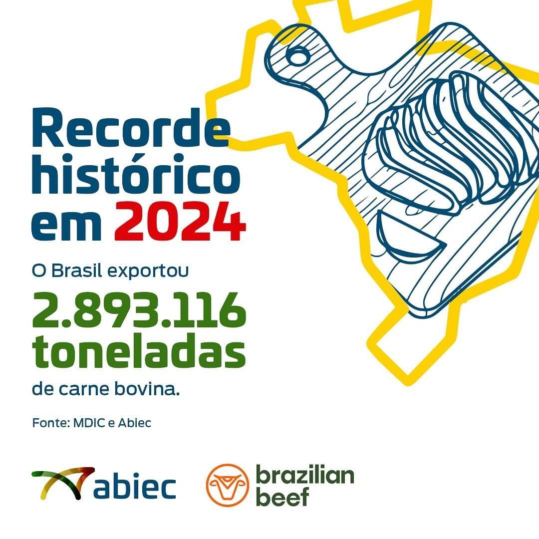 Brasil bate recorde nas exporta&ccedil;&otilde;es de carne bovina em 2024