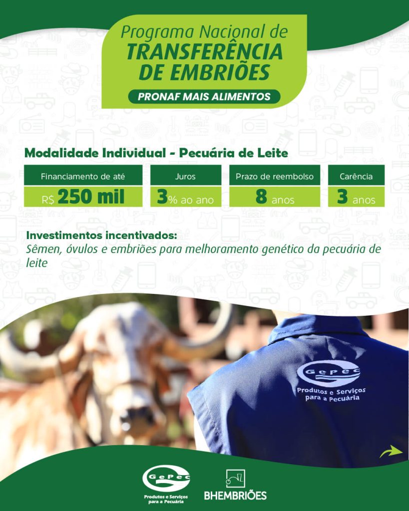 PRONAF, crédito e transferência de embriões.